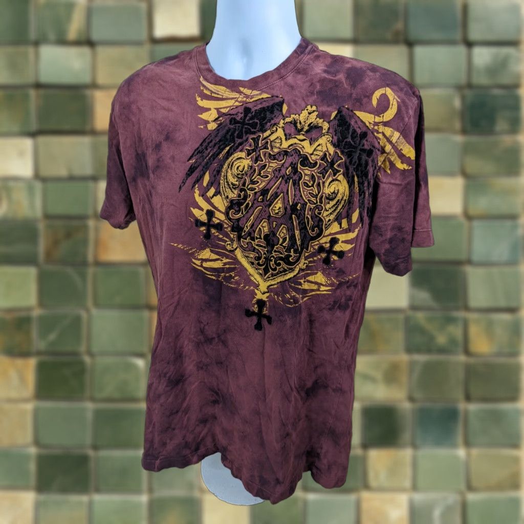 Affliction Archaic By Affliction Mens Shirt Sz Large Tie Dye Graphic Wings Double Sided T4S Size US L / EU 52-54 / 3 - 1 Thumbnail