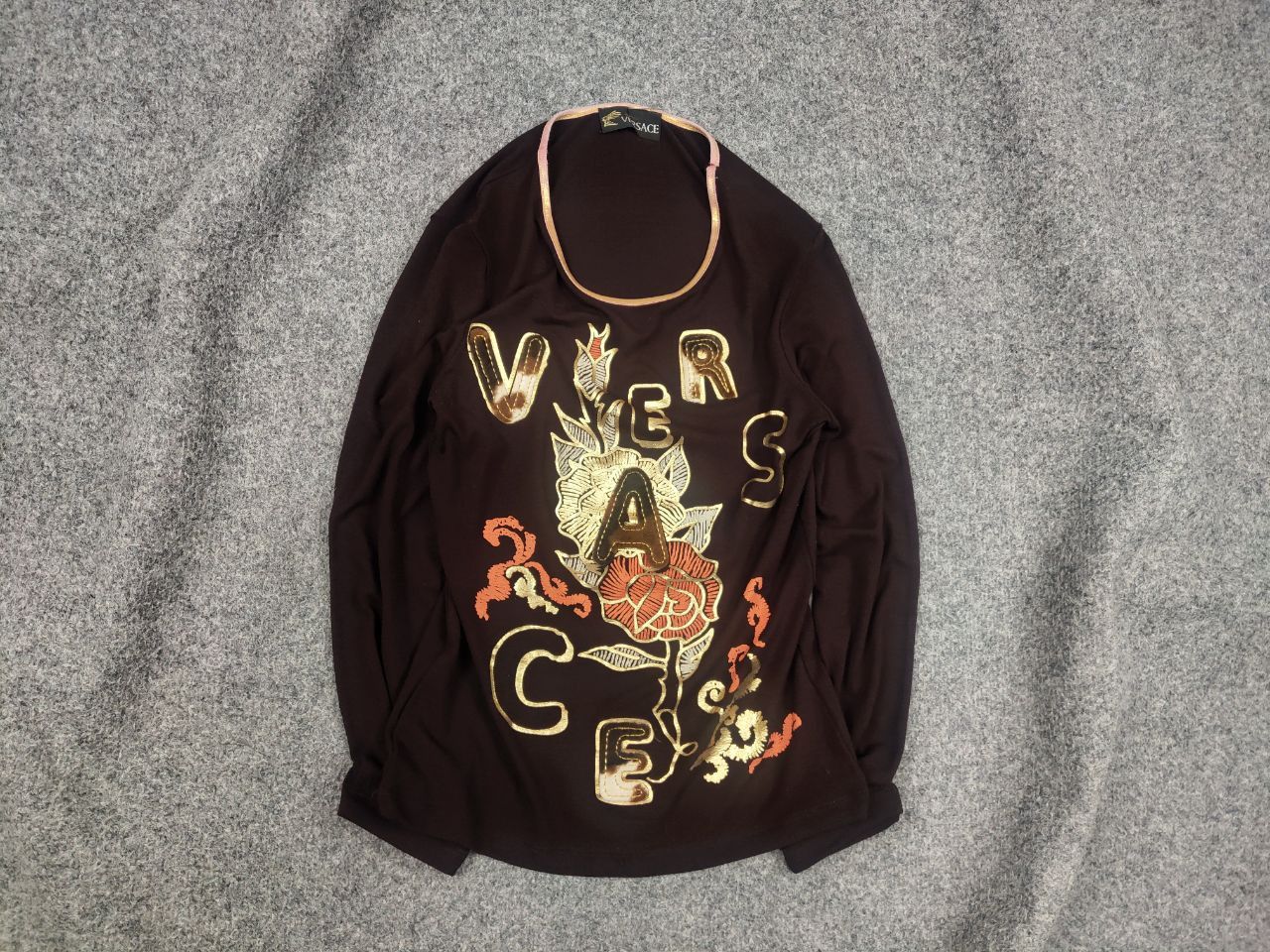 Versace Vintage Versace All Logo Brown Womens Long sleeve Y2K Style Size M / US 6-8 / IT 42-44 - 1 Thumbnail