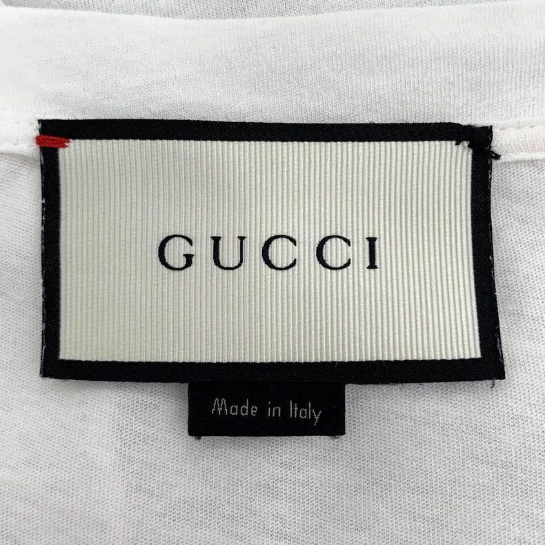 Gucci White letter butterfly print round-neck cotton short-