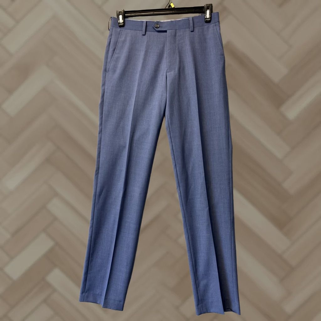Vintage Bar 111 Dress Pants MEN’s 30x32 Blue Slim Flat Front Button Zip Wool Workwear, Formal, Business, Wedding, Straight Leg, Regular, 30x32, Men Size US 30 / EU 46 - 1 Thumbnail