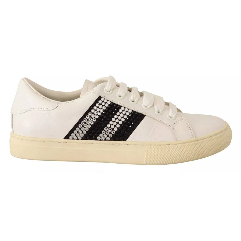 Marc Jacobs Marc Jacobs White Leather Crystal Embellished Sneakers Shoes Size US 6 / IT 36 - 1 Thumbnail