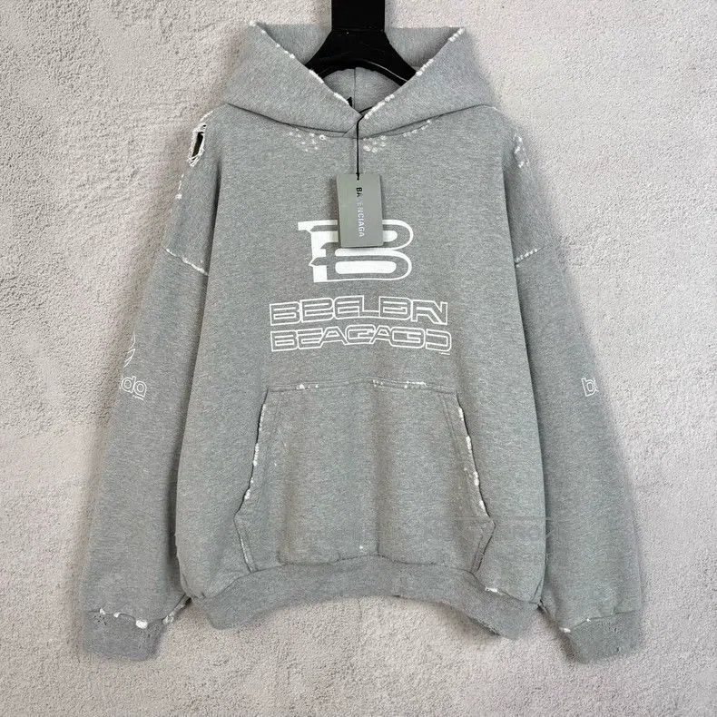 Balenciaga Balenciaga Letter Logo Printed Hooded Long Sleeve Sweater Size US M / EU 48-50 / 2 - 1 Thumbnail