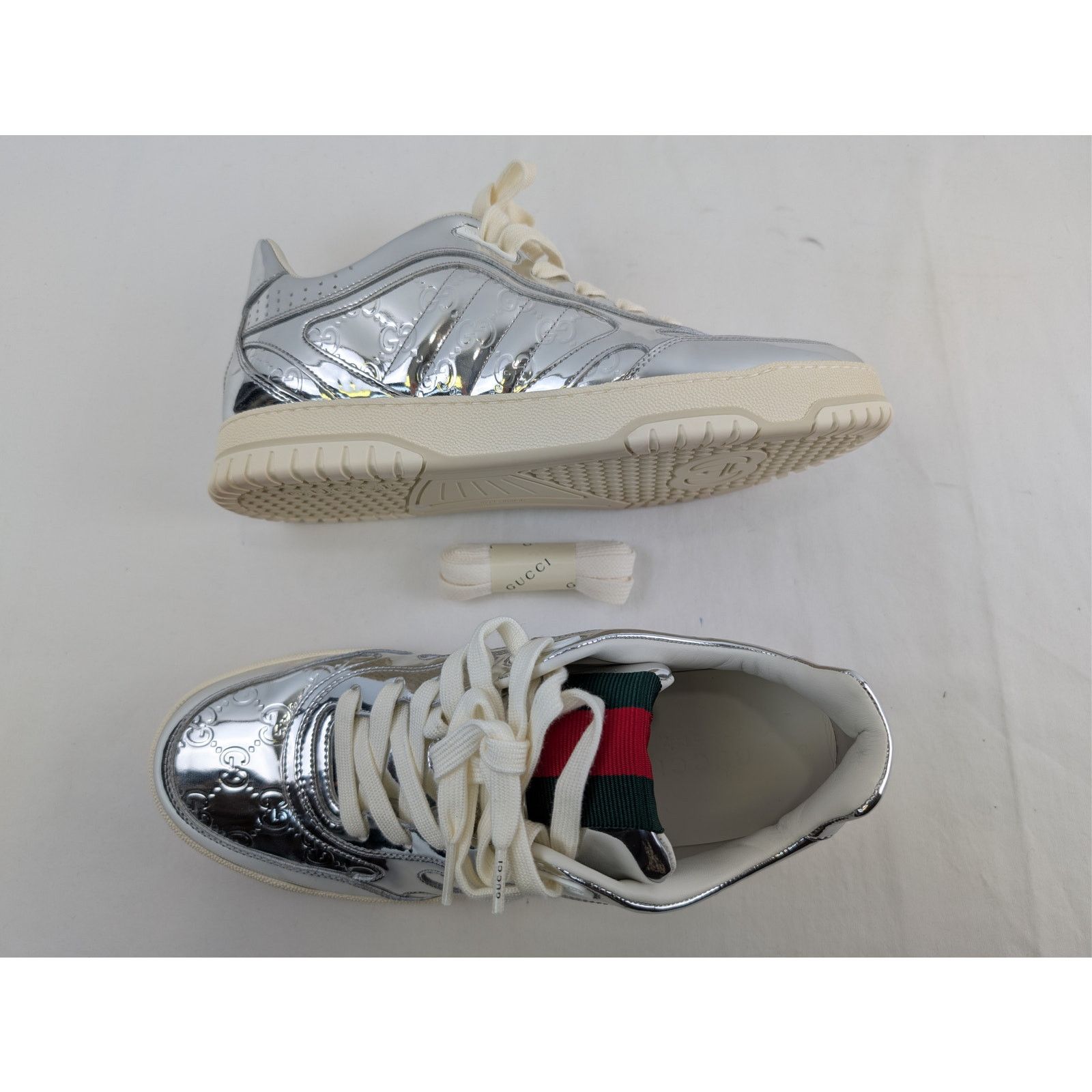 Gucci o1rshd1 Re-Web Sneaker in Glam Mirror / Glow Silver / Silver Size US 10 / EU 43 - 1 Thumbnail