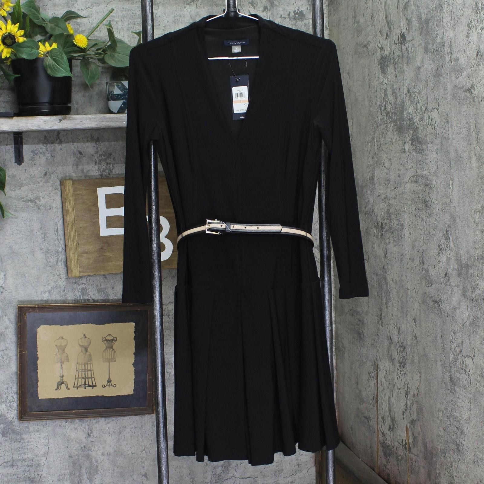 Tommy Hilfiger Belted Knit Fit Flare Dress A4jj1ast Black 2 - crrs.pl