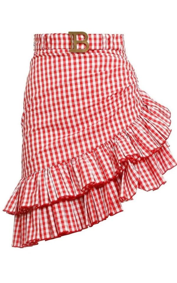 o1y0625 Mini Skirt in Red/White