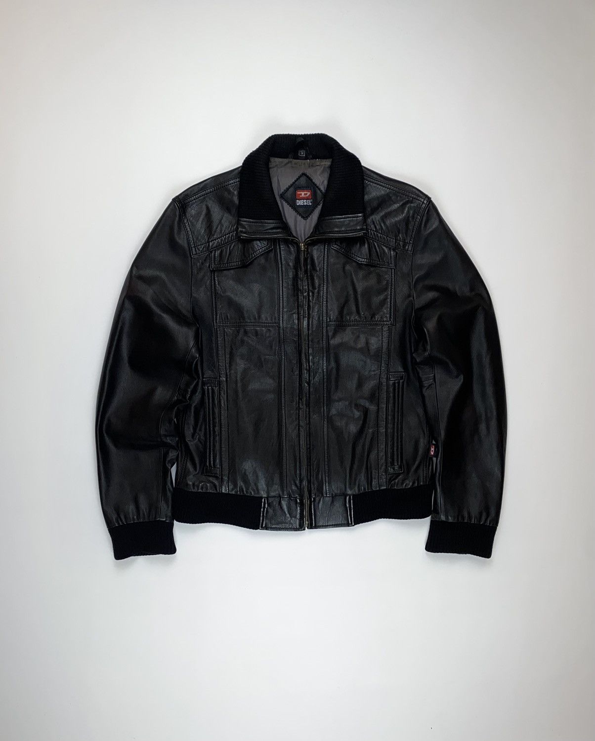 Diesel Vintage Rare Diesel Y2K Leather Bomber Jacket 80s