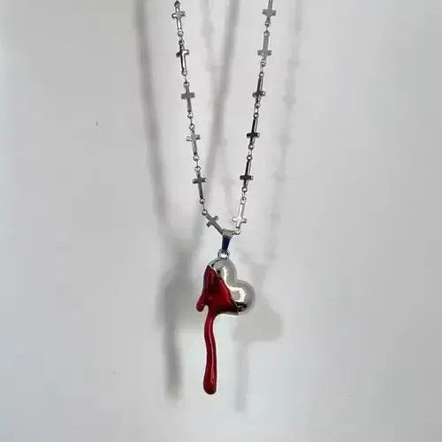 Japanese Brand Red Bloody Love Heart Pendant Necklace Size ONE SIZE - 4 Thumbnail