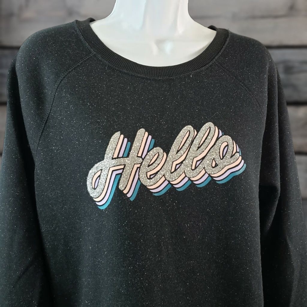 Old Navy Old Navy Womens Pullover Sweatshirt Medium Black Silver Sparkly Pullover Sweatshirt Womens Medium Black Silver Sparkly Size M / US 6-8 / IT 42-44 - 1 Thumbnail