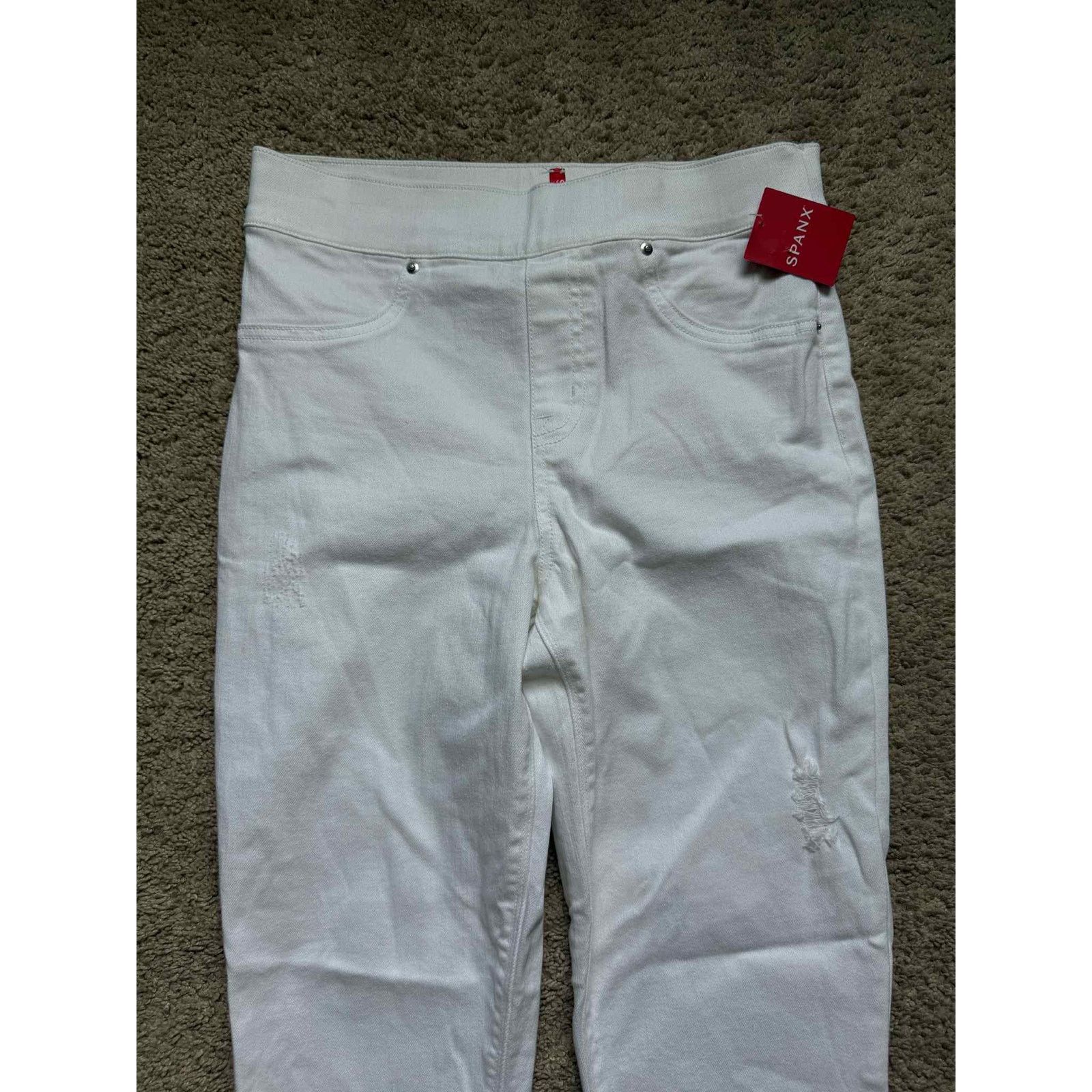 Spanx NWT Spanx High Waisted Distressed Skinny Jeans White Women S Size 27" / US 4 / IT 40 - 5 Thumbnail