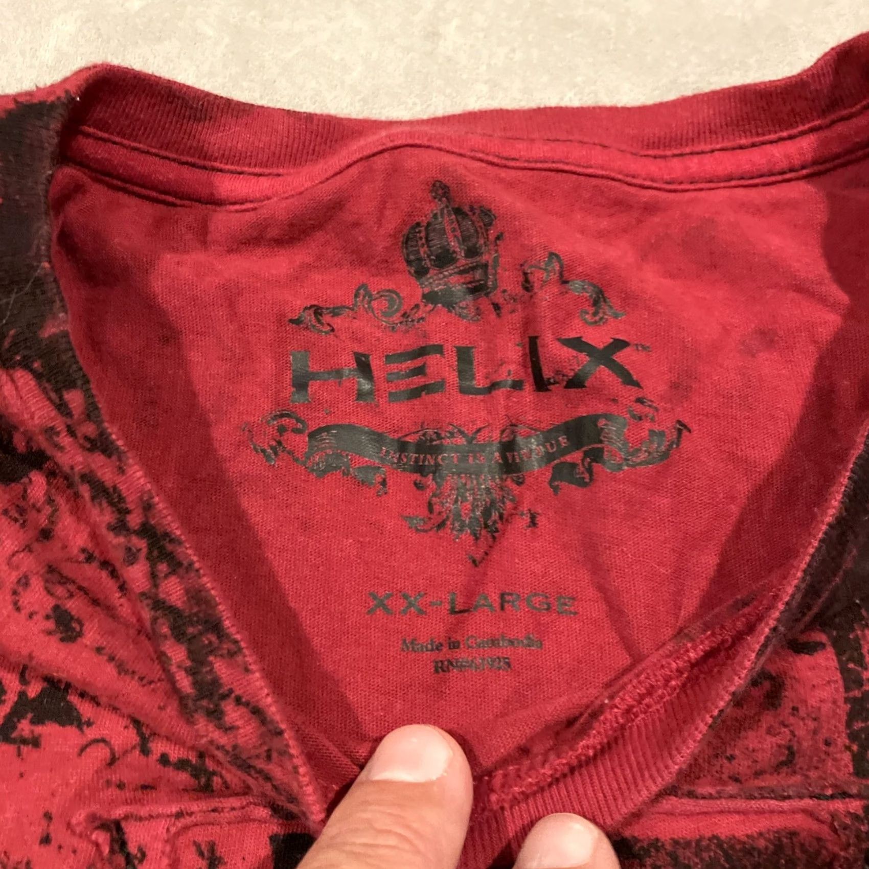 Vintage VINTAGE Helix T-Shirt AOP All Over Print Red & Black Skull Goth Men's XXL Short Sleeve Shirts Mens 2XL Skull T Shirt Size US XXL / EU 58 / 5 - 3 Thumbnail