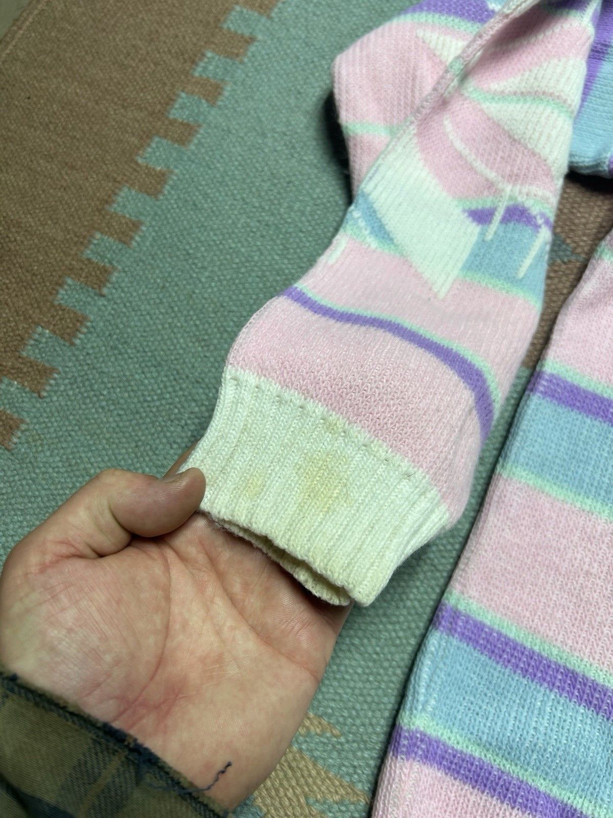 Vintage 80s acrylic knit sweater pastel snowflake rose fairy kei L Size L / US 10 / IT 46 - 4 Thumbnail