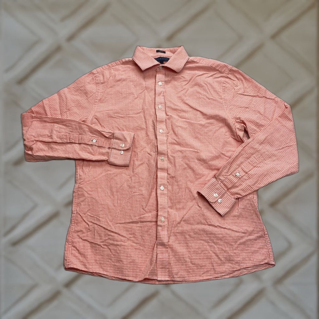 Tommy Hilfiger Tommy Hilfiger Shirt Mens 16 34-35 Orange Check Slim fit Long Sleeve Button Up Size US S / EU 44-46 / 1 - 1 Thumbnail