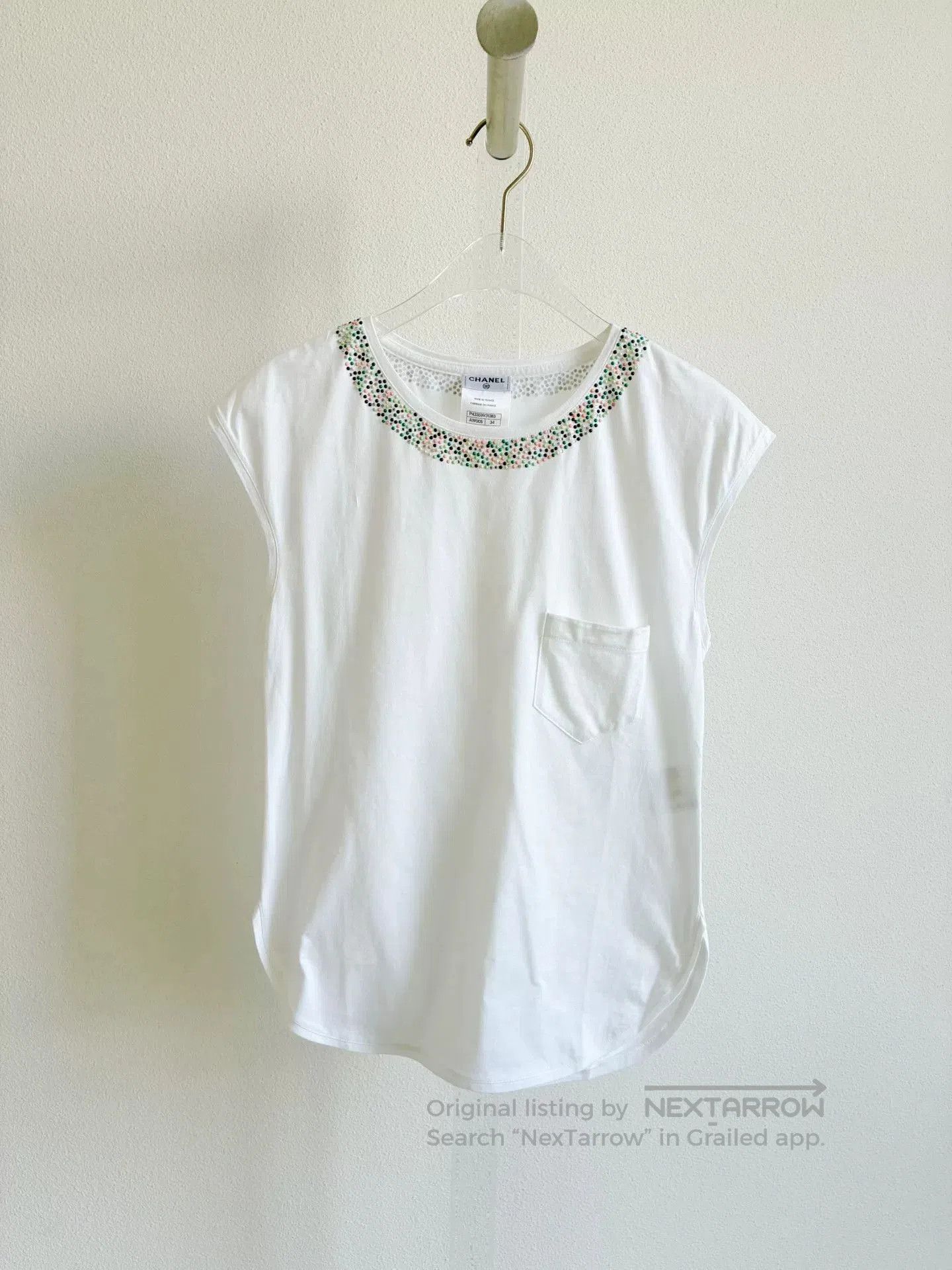 Chanel Chanel White Rhinestone T-shirt. Size XXS / US 00 / IT 34 - 1 Thumbnail