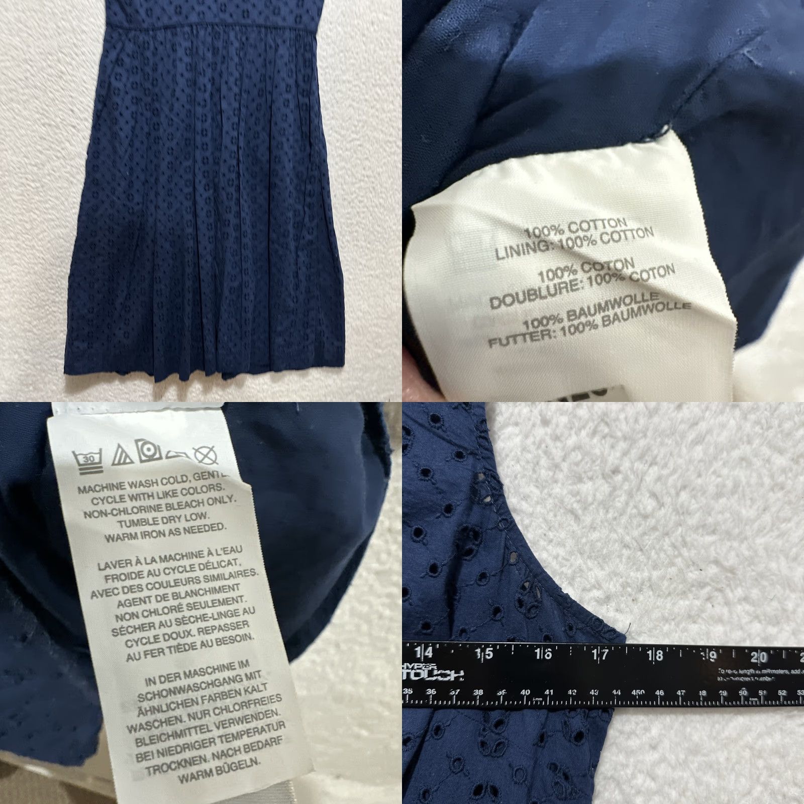 J.Crew J.Crew Eyelet Shirtdress Women Size 8 Deep Navy Sleeveless Round Neck Midi Blue Sundress Shirt Dress Summer Womens Size M / US 6-8 / IT 42-44 - 8 Thumbnail