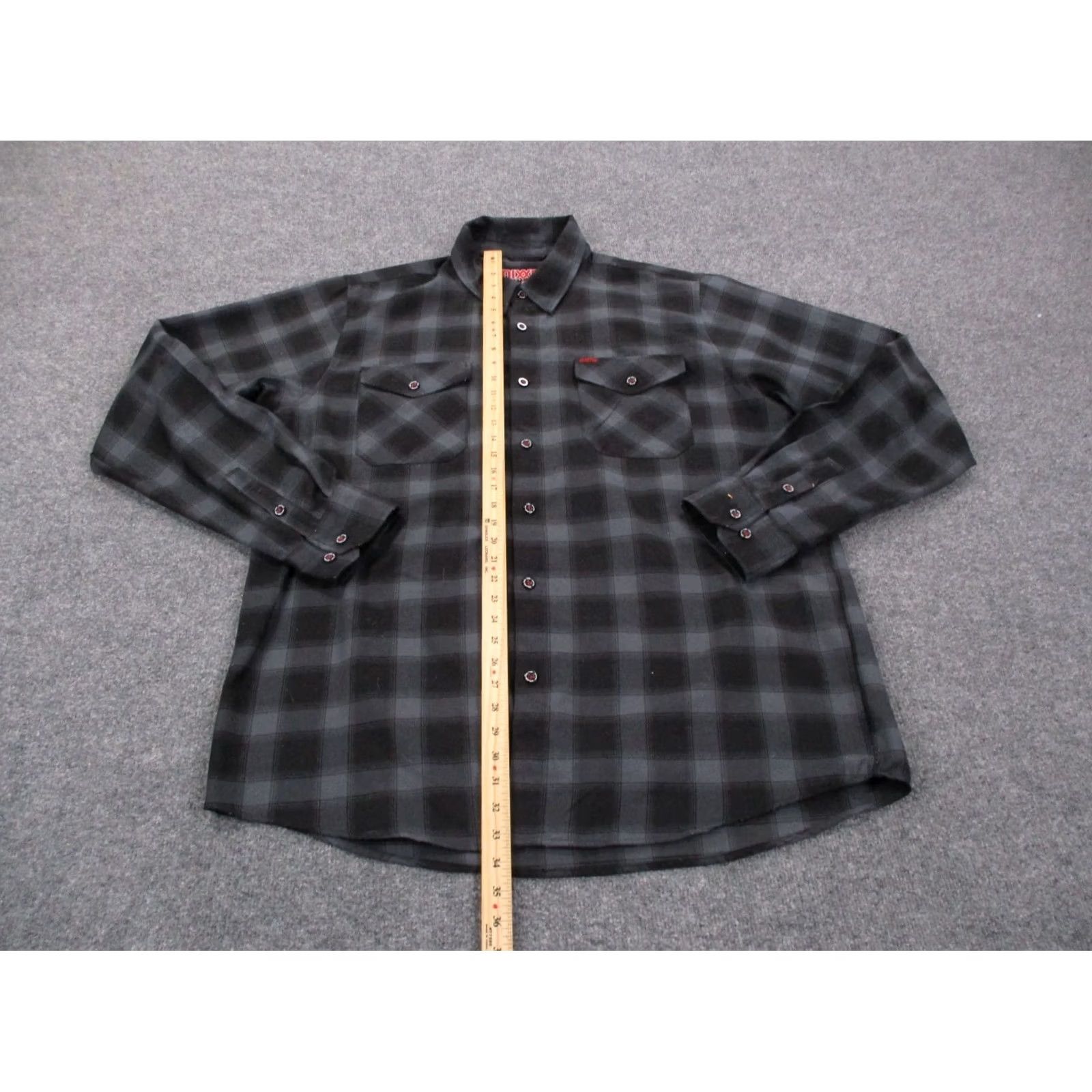 Logo 7 Dixons Shirt Mens 2XLT Plaid Al Dixons Button-Up Big & Tall 2XLT Gray Long Sleeve Pocket Wool? Size US XXL / EU 58 / 5 - 3 Thumbnail