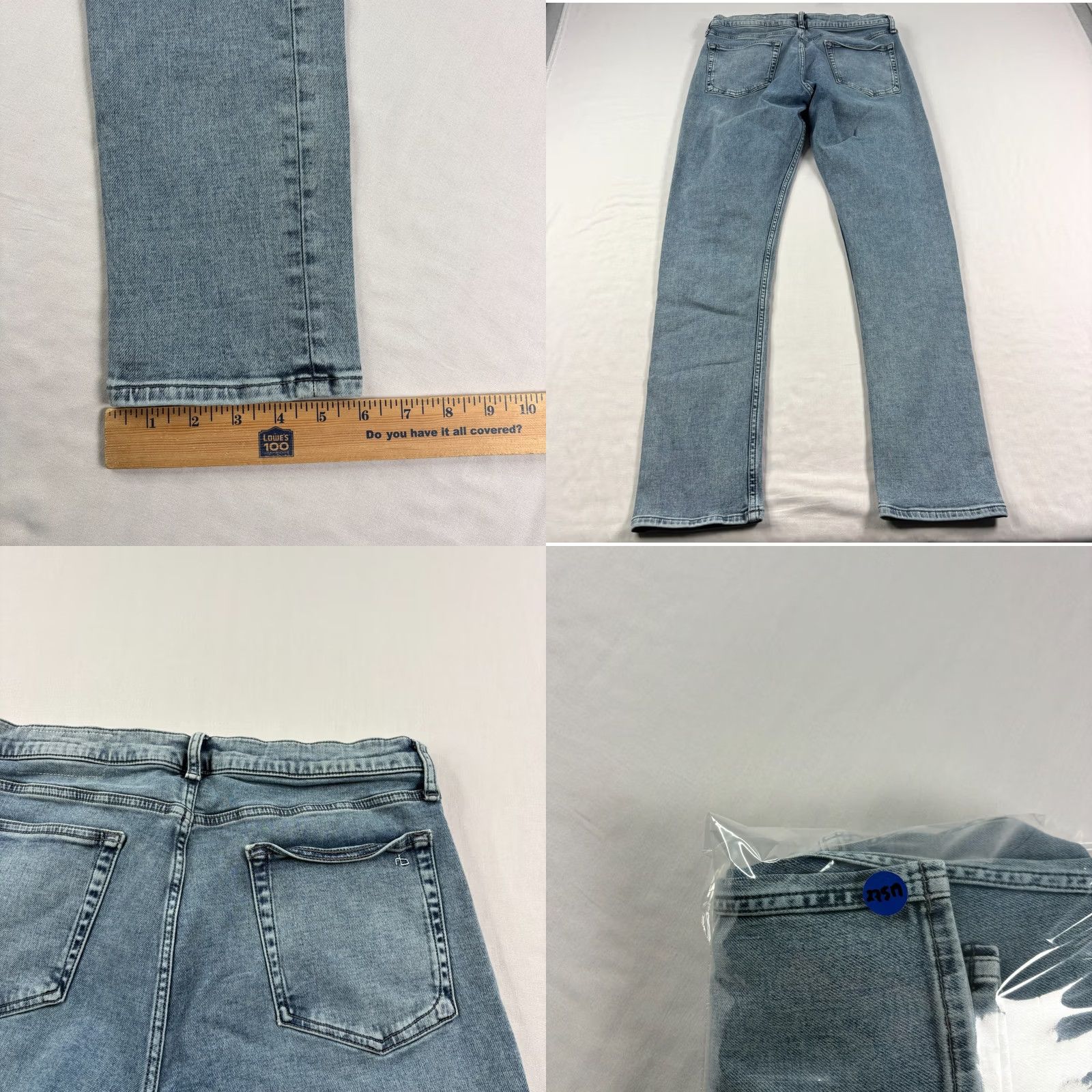 Rag & Bone Rag & Bone Jeans Mens 33x32 Blue Skinny Fit 1 Stretch Denim Slim Regular Zip for Men Body 33 31 Inseam Jeans Denim Color Blue Pattern Solid Size US 33 - 8 Thumbnail