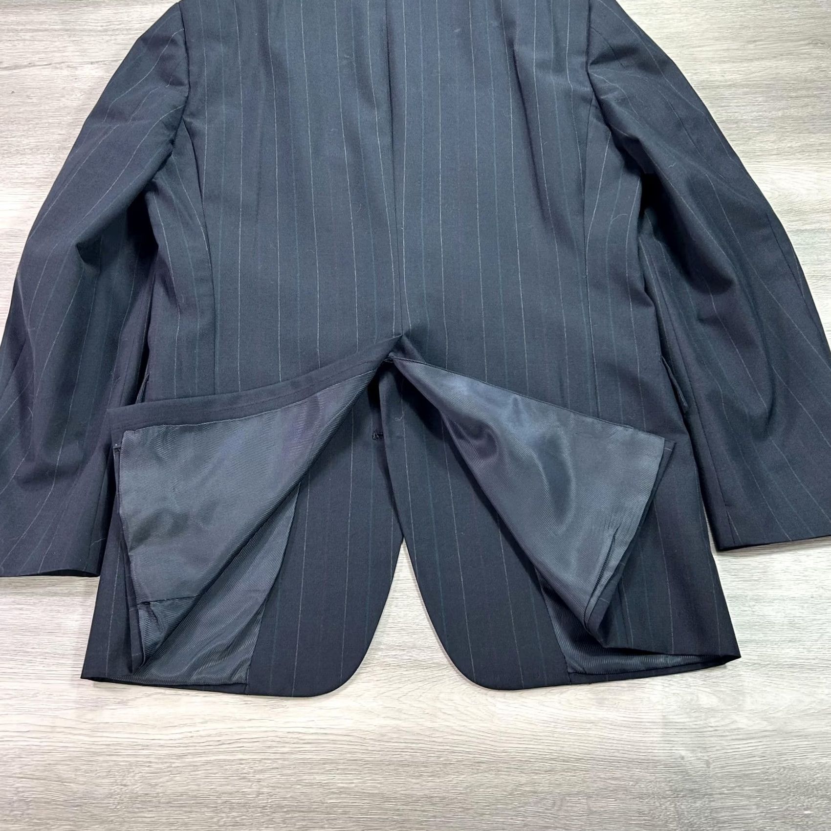 Hart Schaffner Marx VINTAGE Hart Schaffner & Marx Suit Mens 44R 36x31 Pinstripe Blue Charcoal 2 Piece 1990s Mens Size 44R - 5 Thumbnail