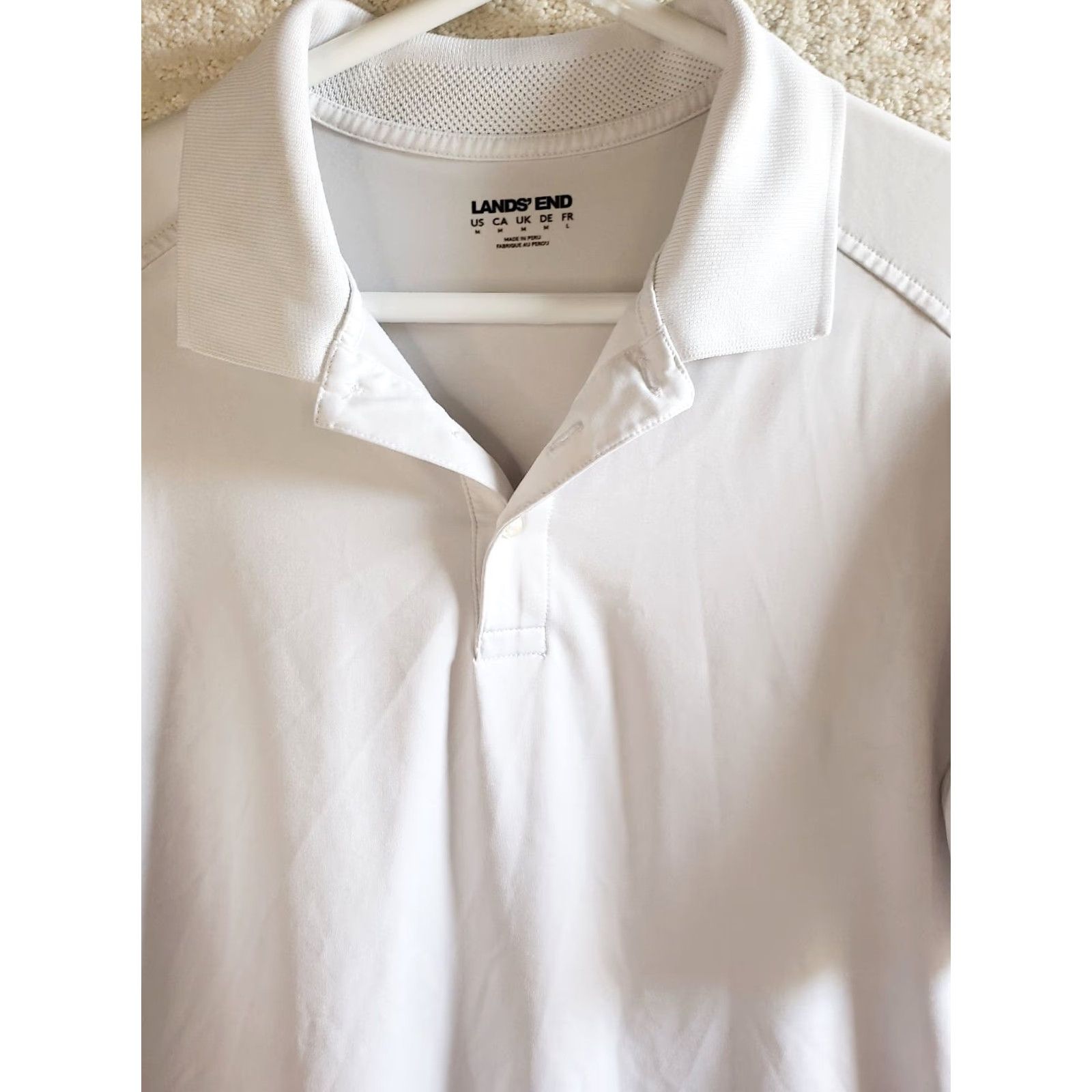 Lands' End Lands' End Men's M White Performance Golf Polo Shirt Size US M / EU 48-50 / 2 - 3 Thumbnail