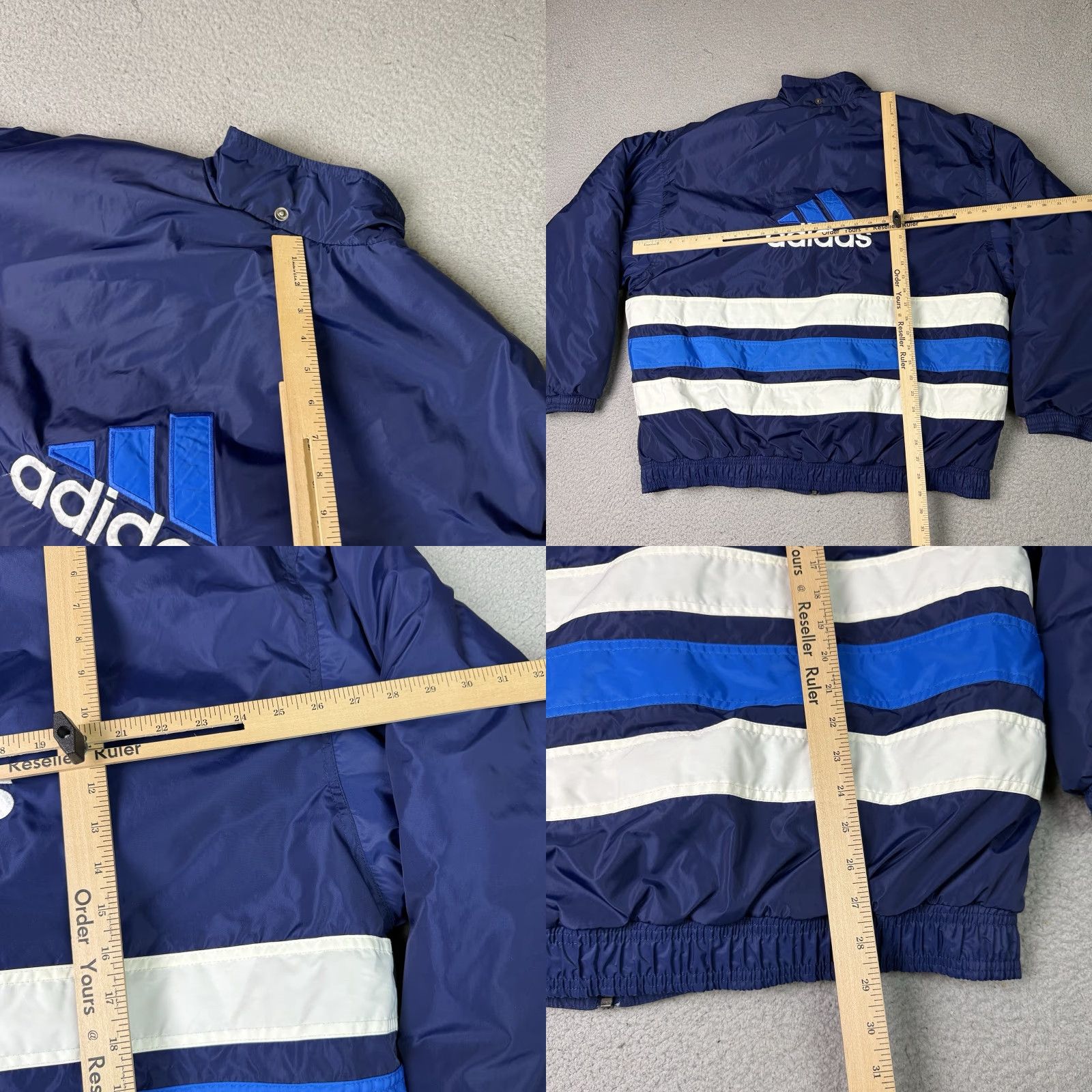Adidas VINTAGE adidas Puffer Jacket Coat Adult XXL Blue Striped 90s Logo Zipper Size US XXL / EU 58 / 5 - 9 Thumbnail