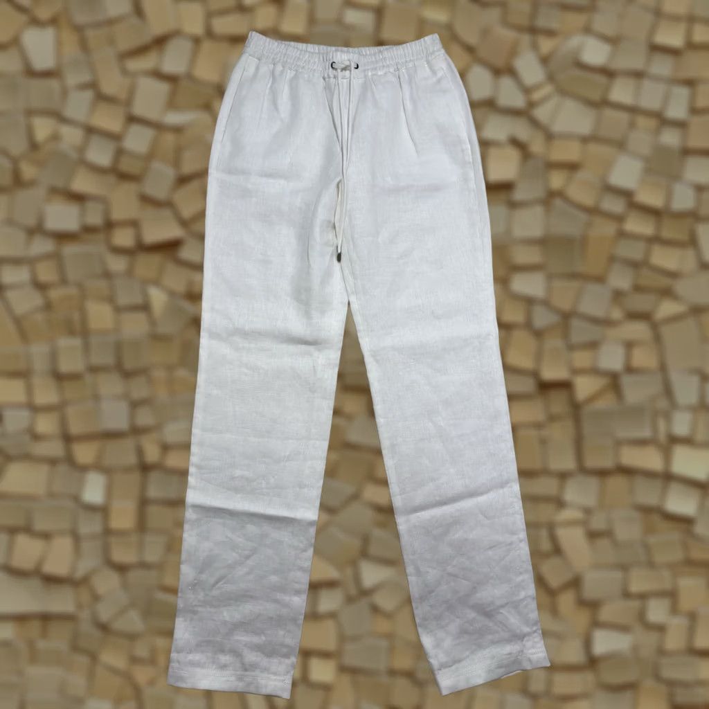 Michael Kors Michael Kors White Linen Pants Slacks Straight Leg Womens Sz 2 Drawstring Linen Size 26" / US 2 / IT 38 - 1 Thumbnail