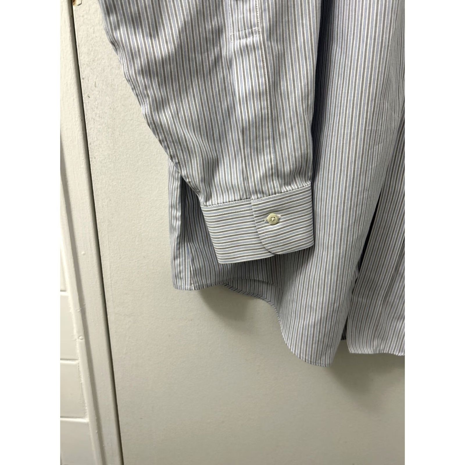 Brooks Brothers Brooks Brothers Shirt Mens 17.5 Blue White Striped Slim Fit Button-Up L/S Size US XXL / EU 58 / 5 - 7 Thumbnail