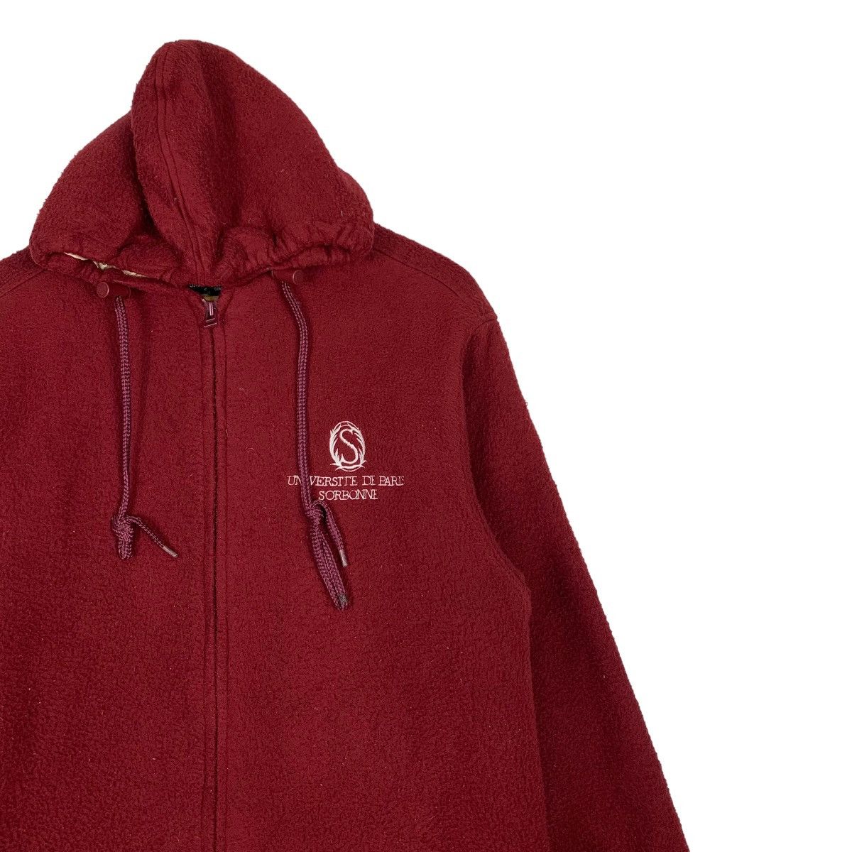 Vintage Univesite De Paris Surbonne Red Fleece Hoodie #1083-C49 Size US M / EU 48-50 / 2 - 5 Thumbnail