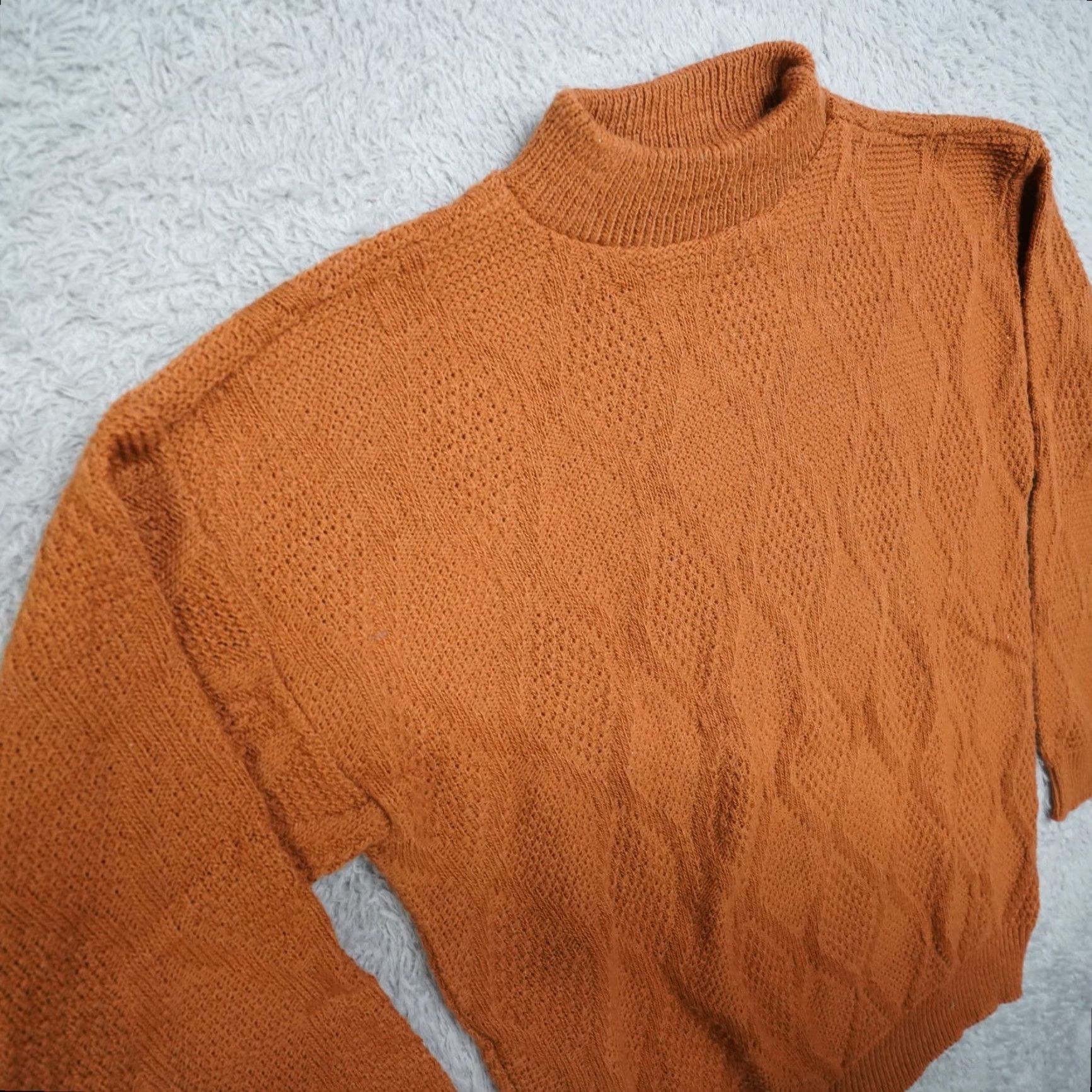 Vintage VINTAGE American Pride Sweater 80s Geometric Heart Knit Wool Blend Mock Neck Womens M Brown Crewneck Pullover Vintage Decade 80s Womens Size M / US 6-8 / IT 42-44 - 6 Thumbnail