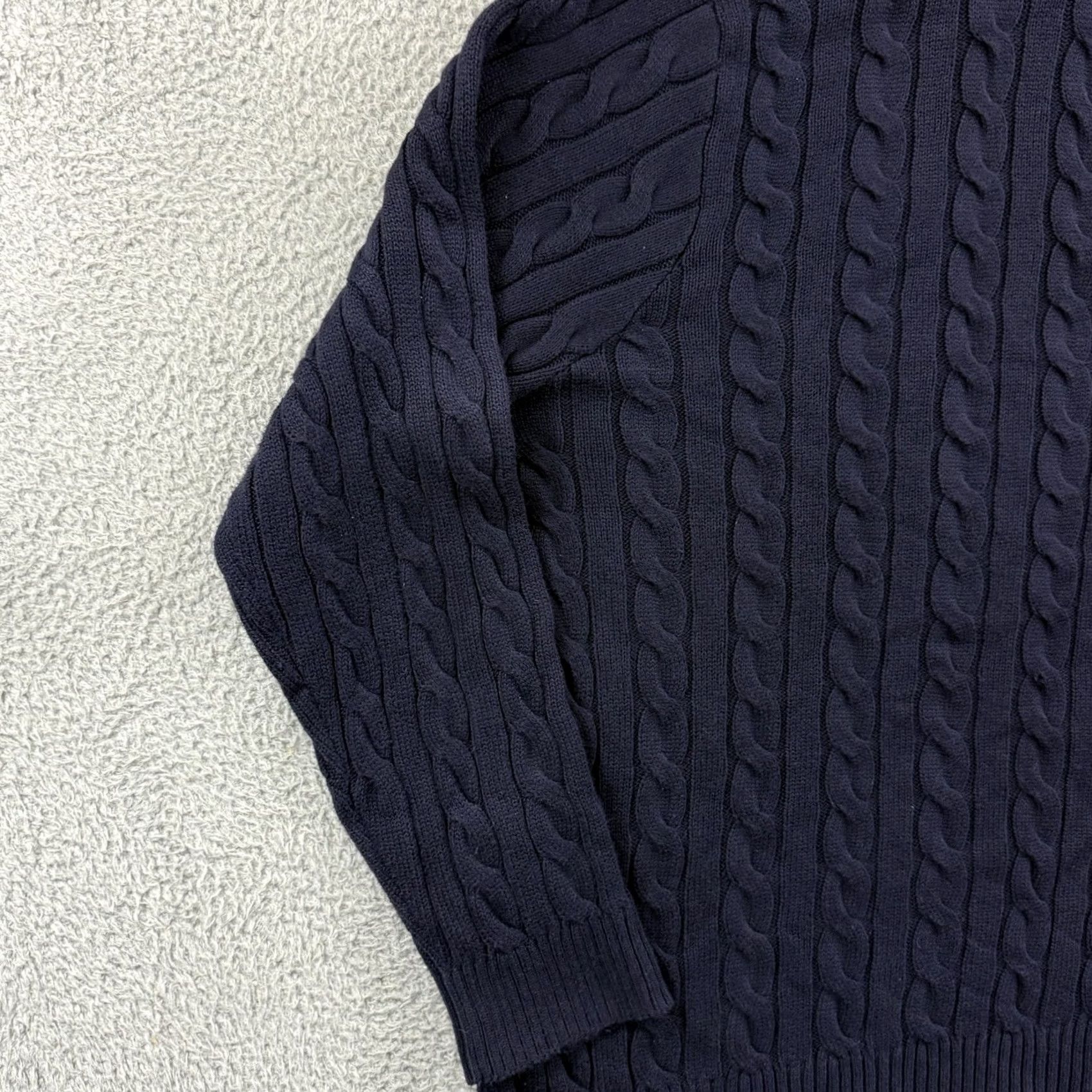 Ralph Lauren VINTAGE Polo Ralph Lauren Sweater Mens 4XLT Cable Knit Quarter Zip Navy Blue Preppy Size US XXL / EU 58 / 5 - 4 Thumbnail