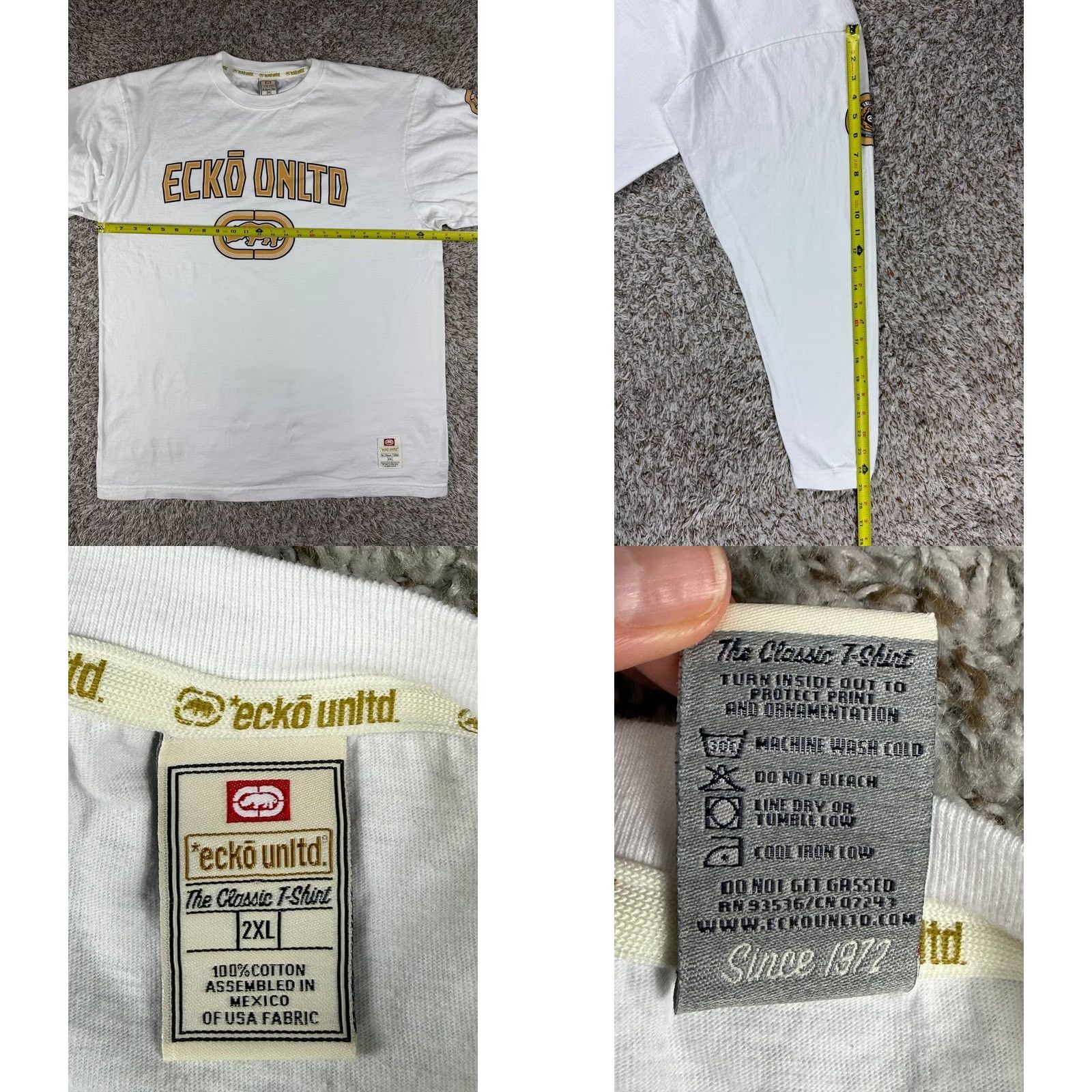 Ecko Unltd. VINTAGE Ecko Unltd. T-Shirt Long Sleeve White 2XL Logo Hip Hop Streetwear Men Shirt Size US XXL / EU 58 / 5 - 8 Thumbnail