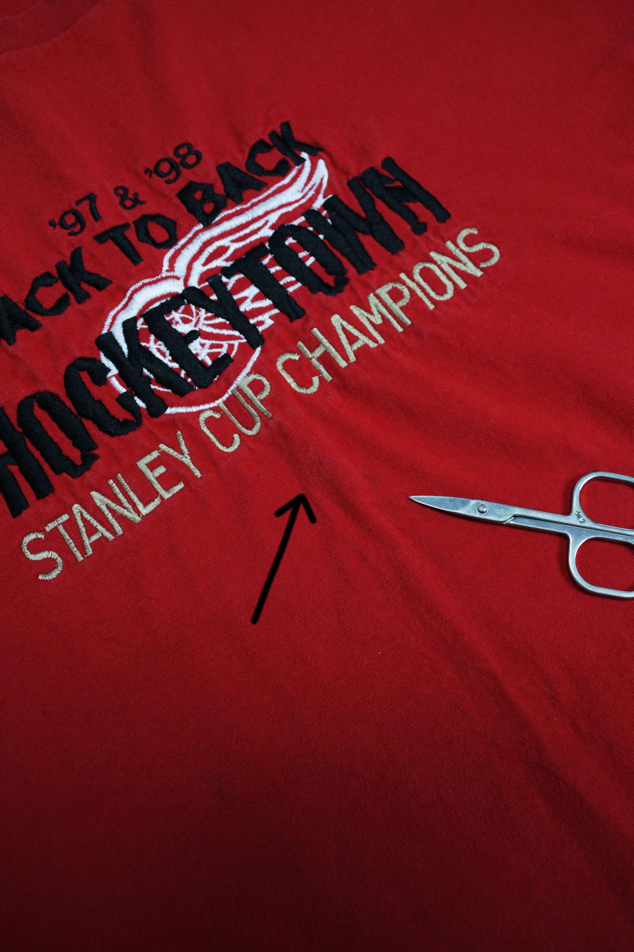 NHL × Nutmeg × Vintage Detroit Red Wings 1997 & 98 Stanley Cup Champions T-Shirt Size US XL / EU 56 / 4 - 5 Thumbnail