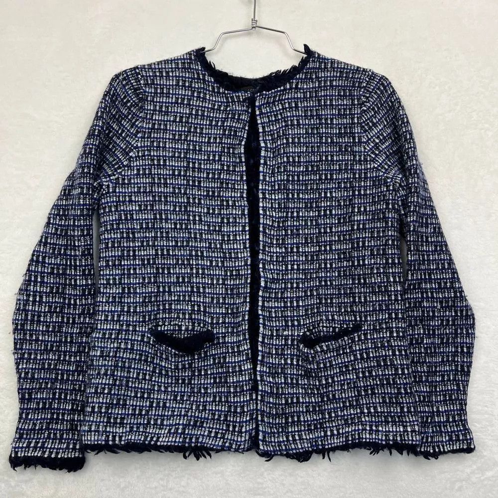 J.Crew J Crew Cardigan Women Blue Tweed Long Sleeve Stretch Fit S-M Size M / US 6-8 / IT 42-44 - 1 Thumbnail