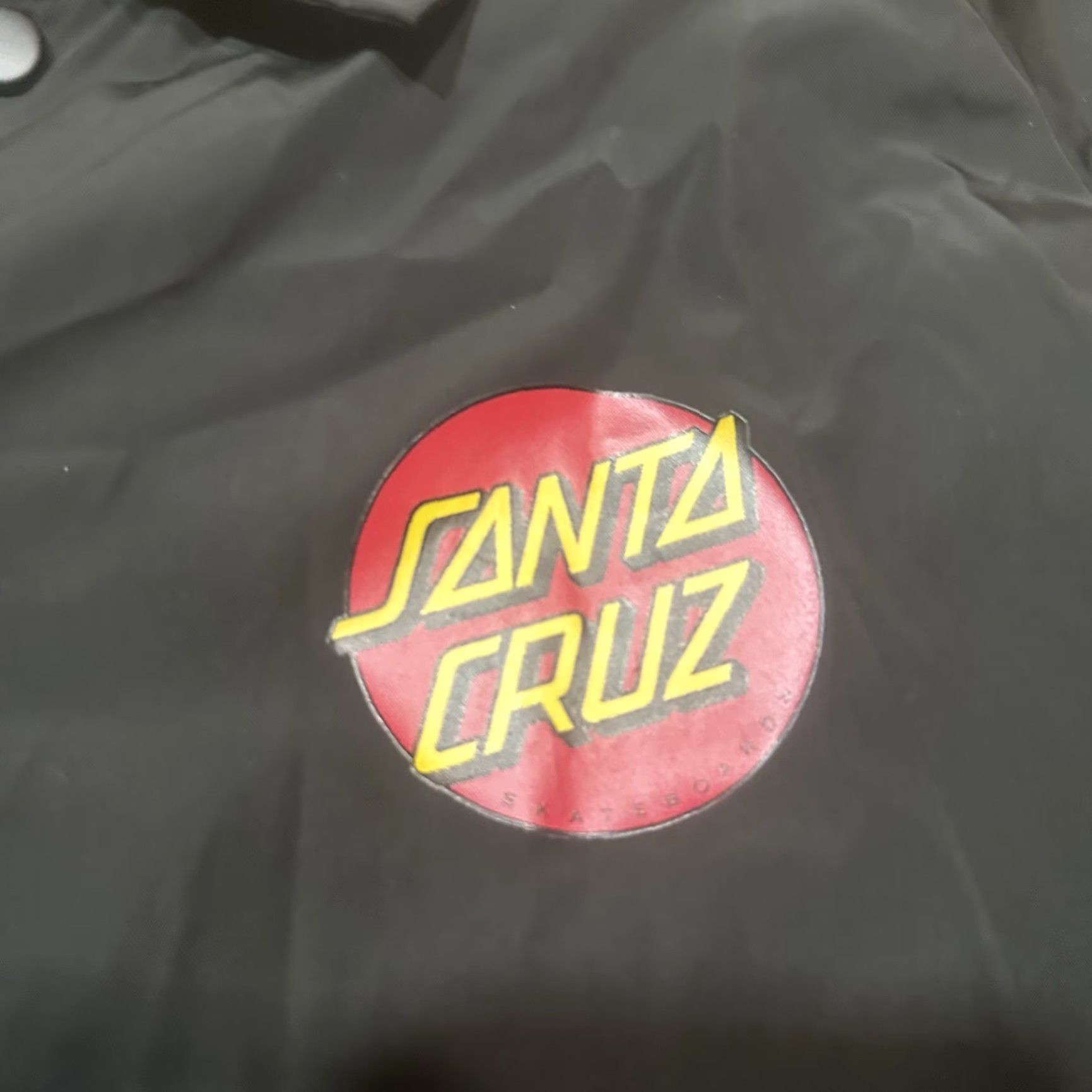 Vintage Santa Cruz Jacket Mens Medium Black Windbreaker All Seasons 80s 90s Logo Regular Short Solid Polyester Lining Zip Coat Weather windbreaker Size US M / EU 48-50 / 2 - 4 Thumbnail