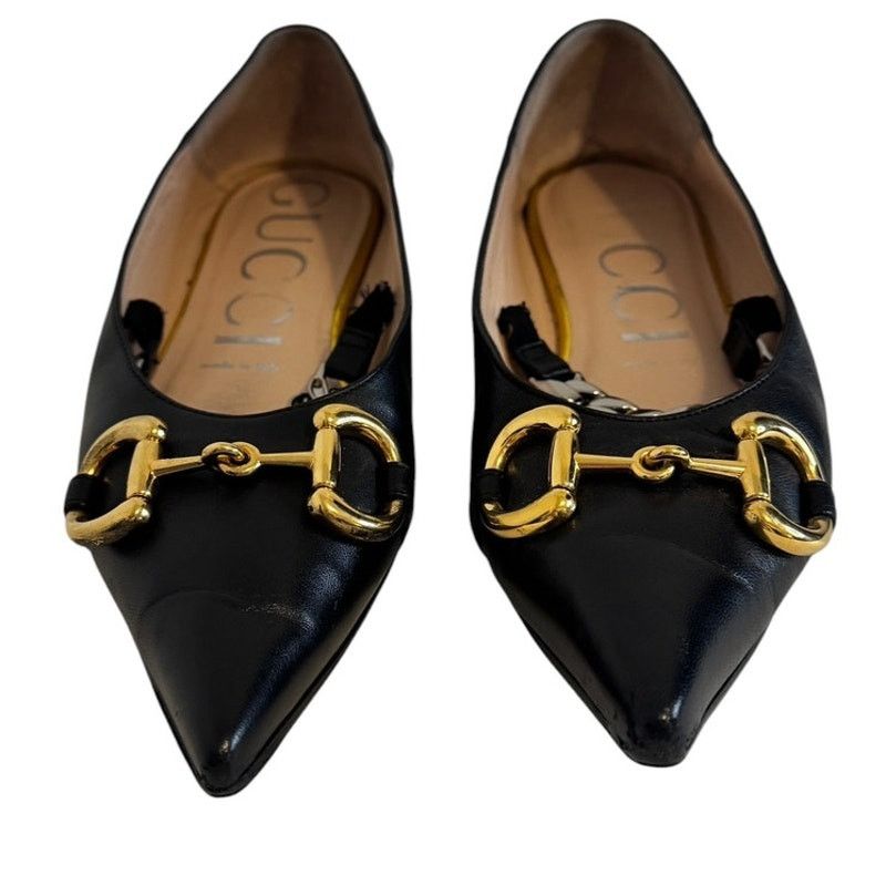 Gucci Gucci Deva Horsebit Chain Ballet Flats Black Leather Size 38 Size US 7.5 / IT 37.5 - 4 Thumbnail