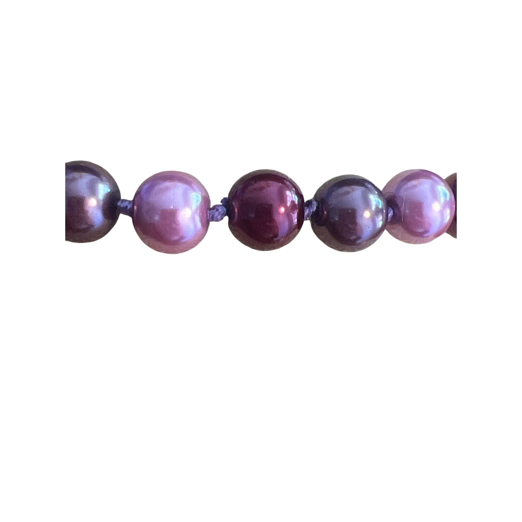 Other Vtg Glass Faux Purple Pearl Bracelet Sterling Silver Clasp K Size ONE SIZE - 2 Thumbnail
