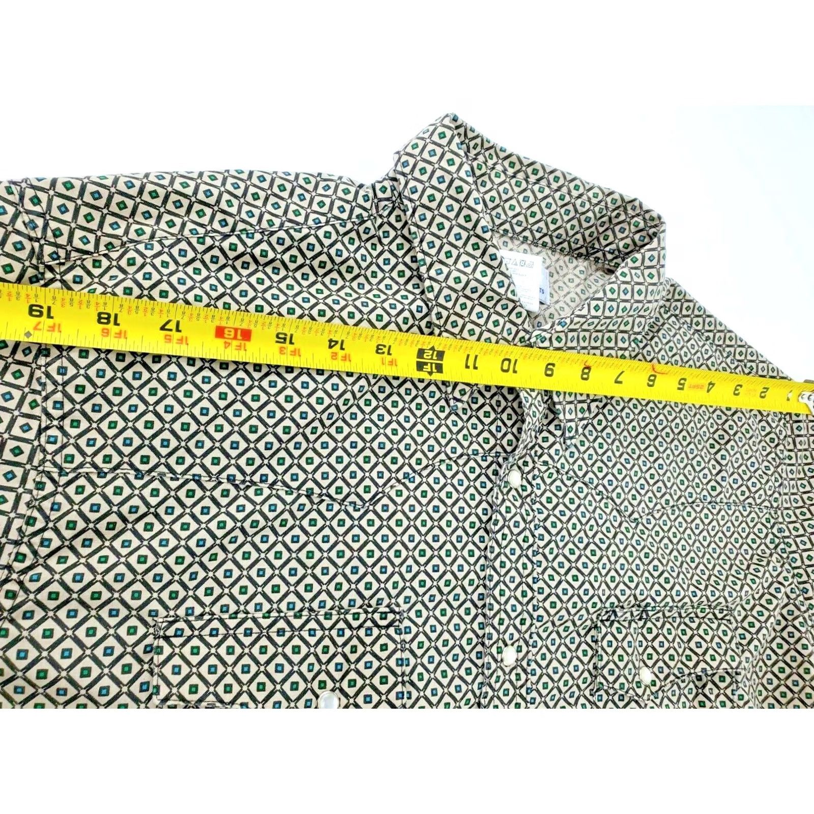 Wrangler VINTAGE Wrangler Wrancher Long Sleeve Western Shirt Men XL Geometric Green Brown Size US XL / EU 56 / 4 - 5 Thumbnail