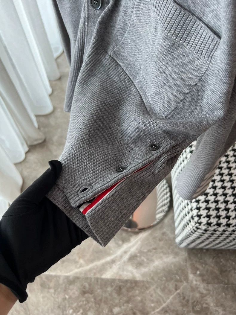 Thom Browne Thom Browne Gray striped cardigan Size US L / EU 52-54 / 3 - 5 Thumbnail