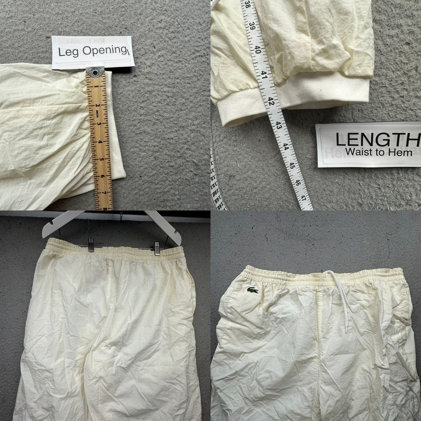Lacoste VINTAGE Lacoste Nylon Windbreaker Pants Mens Large White Logo Jogger Windbreaker 90s 80s Casual Boys Mens Size US 33 - 8 Thumbnail