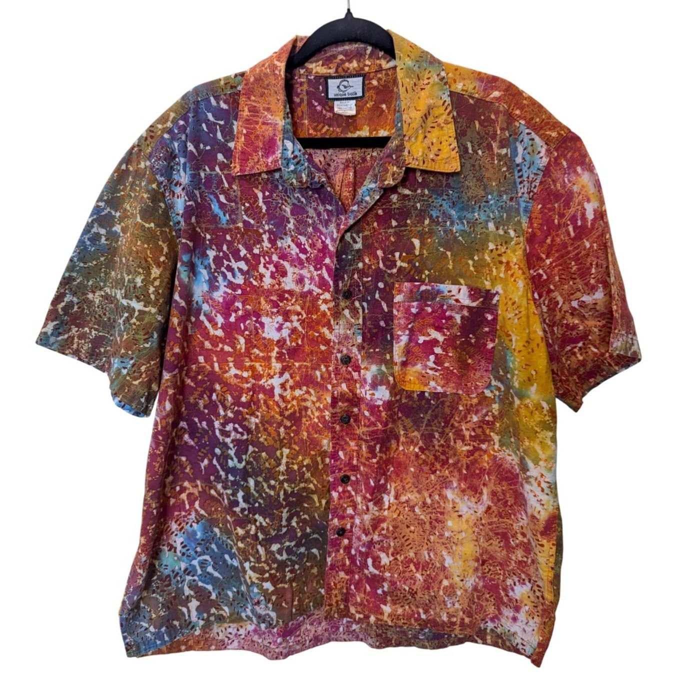 Other Unique Batik Ryan Mulitcolor Lava Cotton Button Down Shirt Size US XL / EU 56 / 4 - 1 Thumbnail