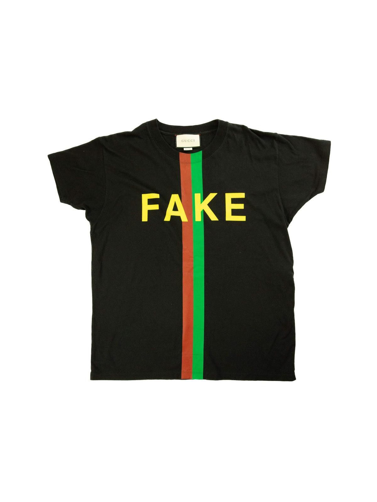 Gucci Gucci Mens Fake Not Black T Shirt X-Small Black Size US XS / EU 42 / 0 - 1 Thumbnail