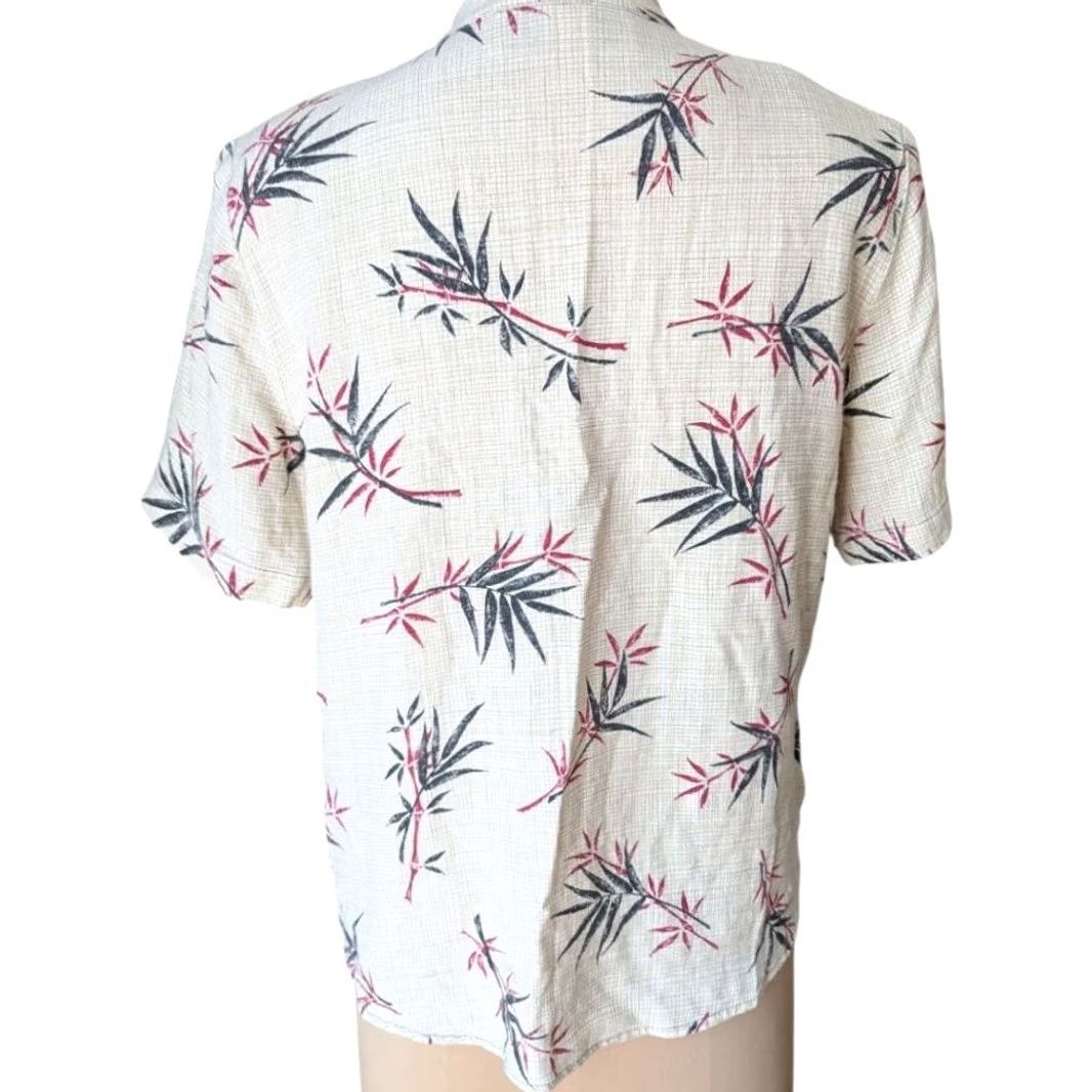 Vintage VINTAGE Gloria Lance Blouse Womens Sz L Cream Bamboo Print Button Front Mandarin Collar Layered Size L / US 10 / IT 46 - 2 Thumbnail