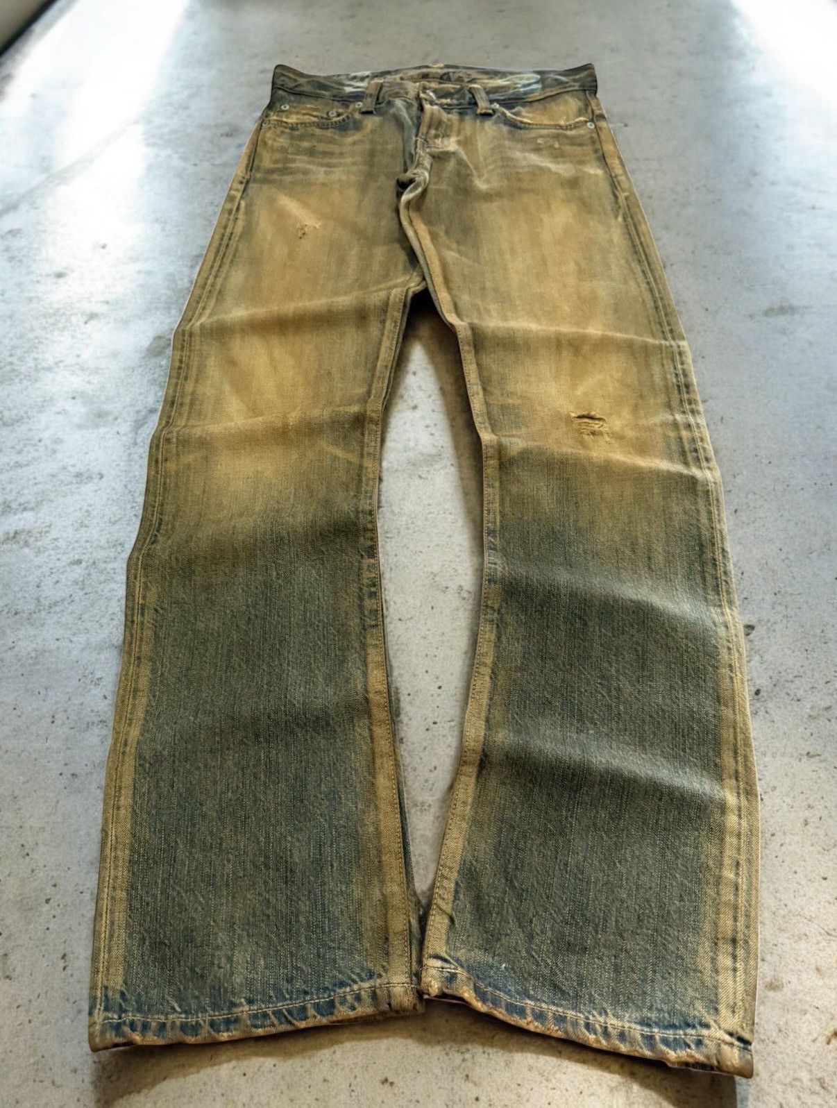 If Six Was Nine EDWIN 503 Earthy Mud Wash Patina Fade Distressed Jeans Size US 30 / EU 46 - 1 Thumbnail