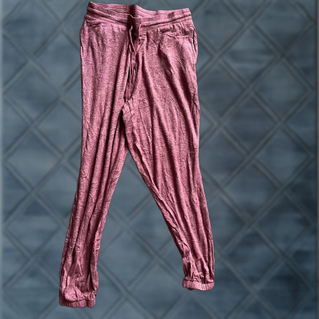 Vintage Aéropostale Women's Sweatpants Elastic Waist Drawstring Tapered Leg Size S Pink Maroon Solid Casual Regular Size 28" / US 6 / IT 42 - 1 Thumbnail