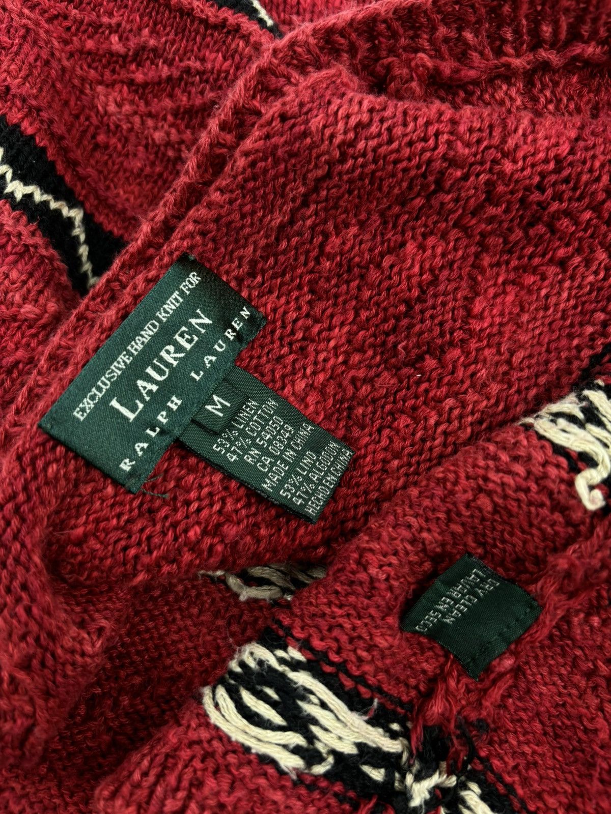 Lauren Ralph Lauren RARE Polo RRL Hand Knit Linen Aztec Navajo Striped Cardigan Size US M / EU 48-50 / 2 - 15 Thumbnail