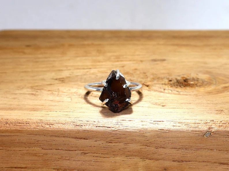 Handmade Smoky Quartz 925 Sterling Silver Ring, Handmade Boho Jewelry Size ONE SIZE - 1 Thumbnail