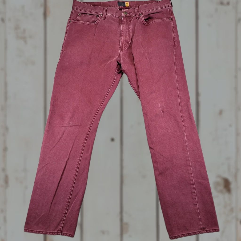 J.Crew J.Crew 770 Straight Fit Corduroy Pants Mens 34x30 Burgundy Red Maroon Wine Casual Chino 5-Pocket Straight Leg Vintage No Size US 34 / EU 50 - 1 Thumbnail