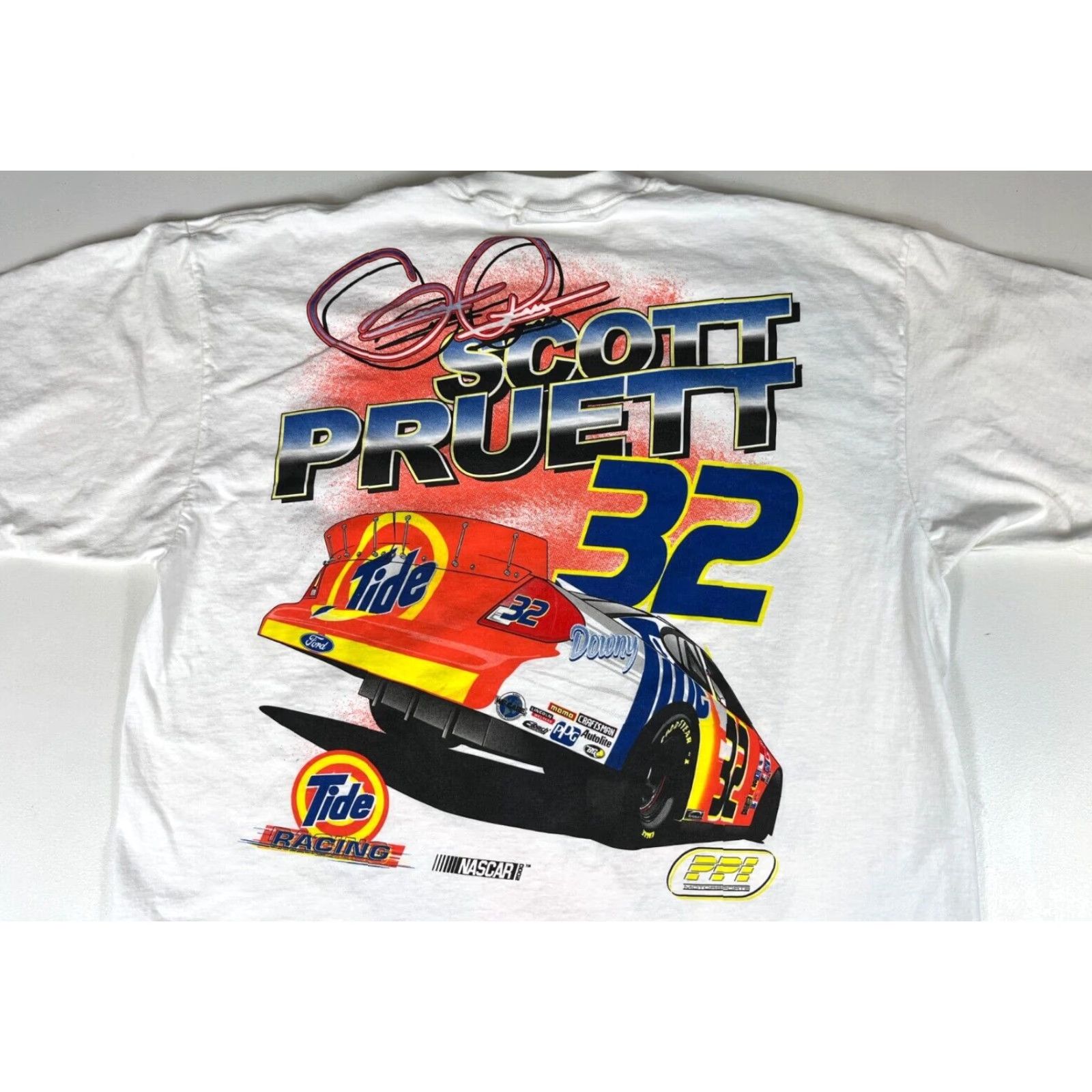 Delta VINTAGE Nascar Scott Pruett #32 Racing T-Shirt XL Mens White 2000-2009 Autographed Delta Cotton Short Sleeve Crew Neck Size US XL / EU 56 / 4 - 3 Thumbnail