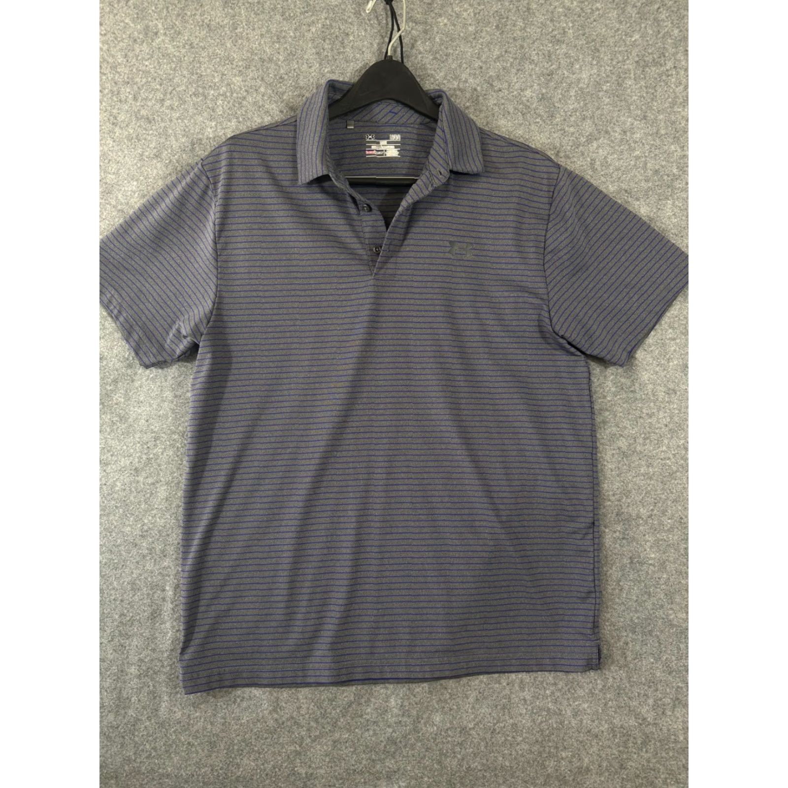 Under Armour Under Armour Polo Shirt Mens L Gray Striped Short Sleeve HeatGear Loose Fit Golf Activewear Mens Size US L / EU 52-54 / 3 - 3 Thumbnail