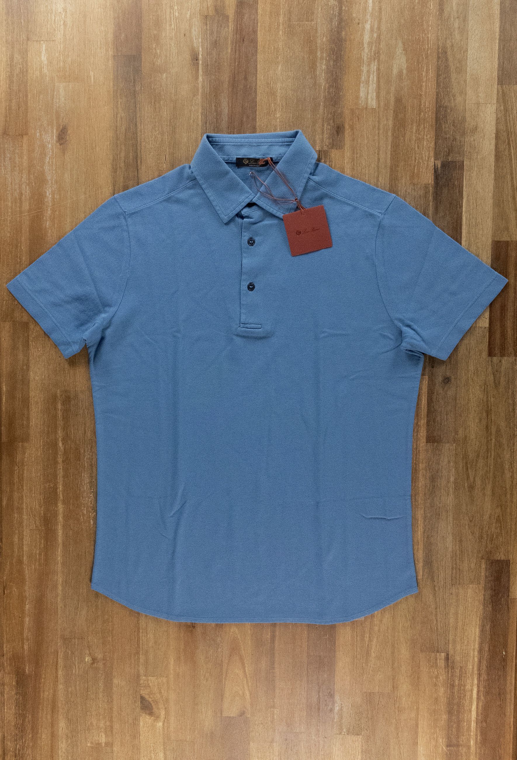 Loro Piana LORO PIANA blue pique cotton polo shirt Medium NWT Size US M / EU 48-50 / 2 - 1 Thumbnail