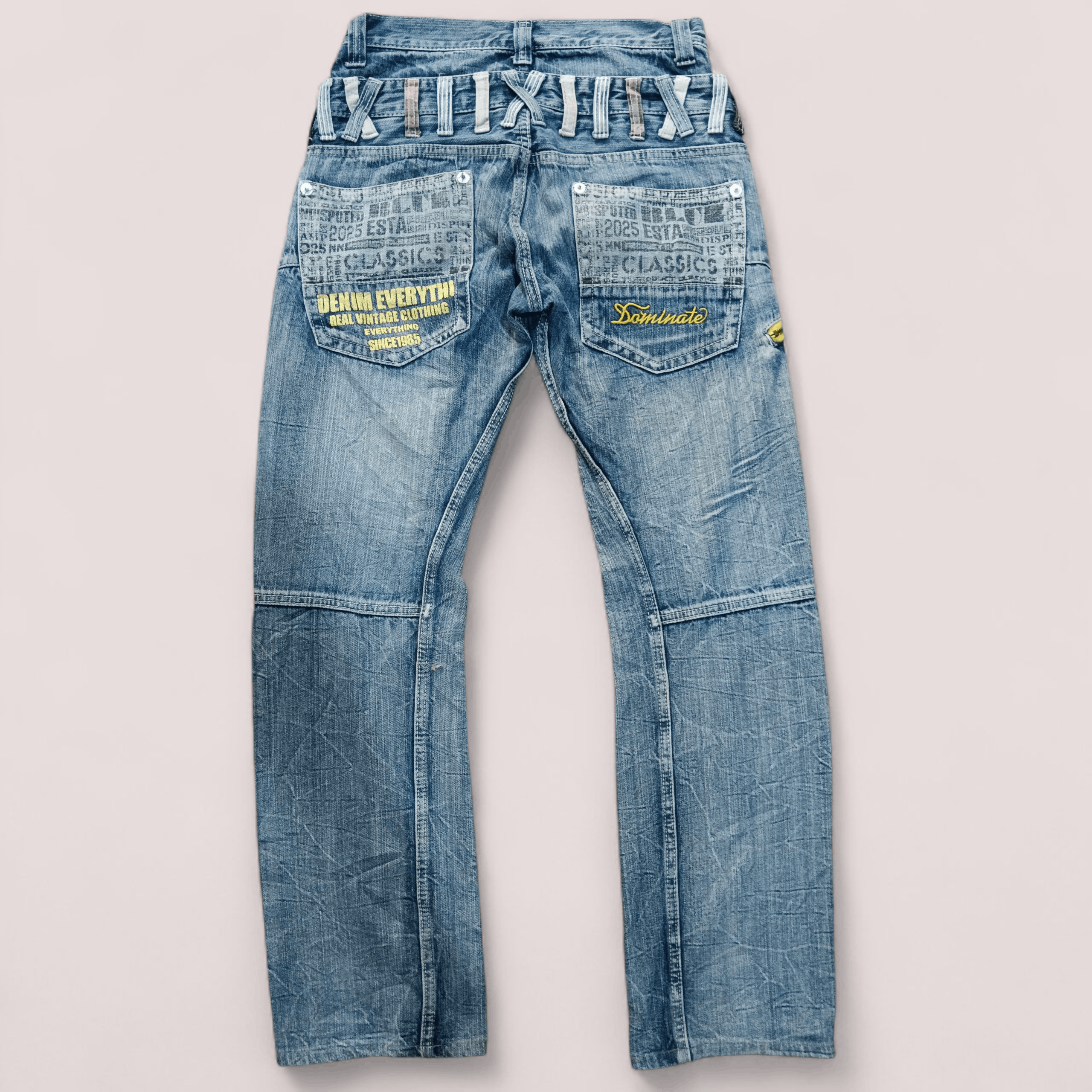 Japanese Brand PUNK!!!🔥 Dominate Double Waist Jeans Size US 29 - 2 Thumbnail