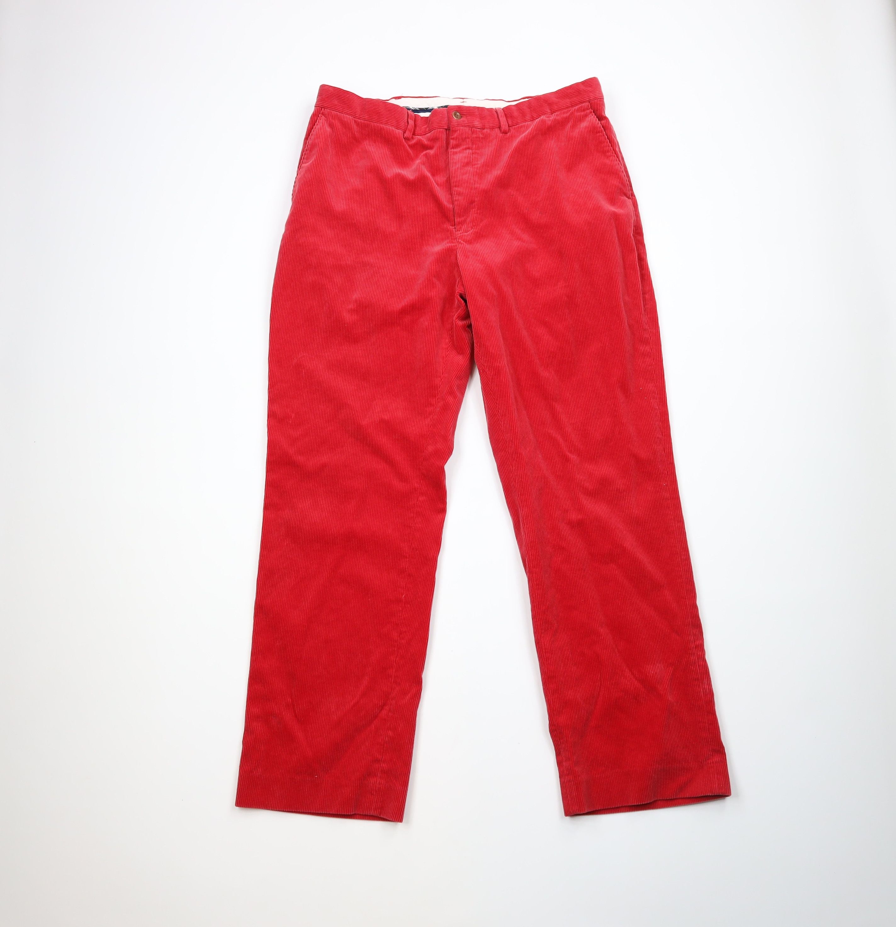 image of 90's Ralph Laurent Wide Leg Corduroy Chino Pants Red, Men's (Size 38)